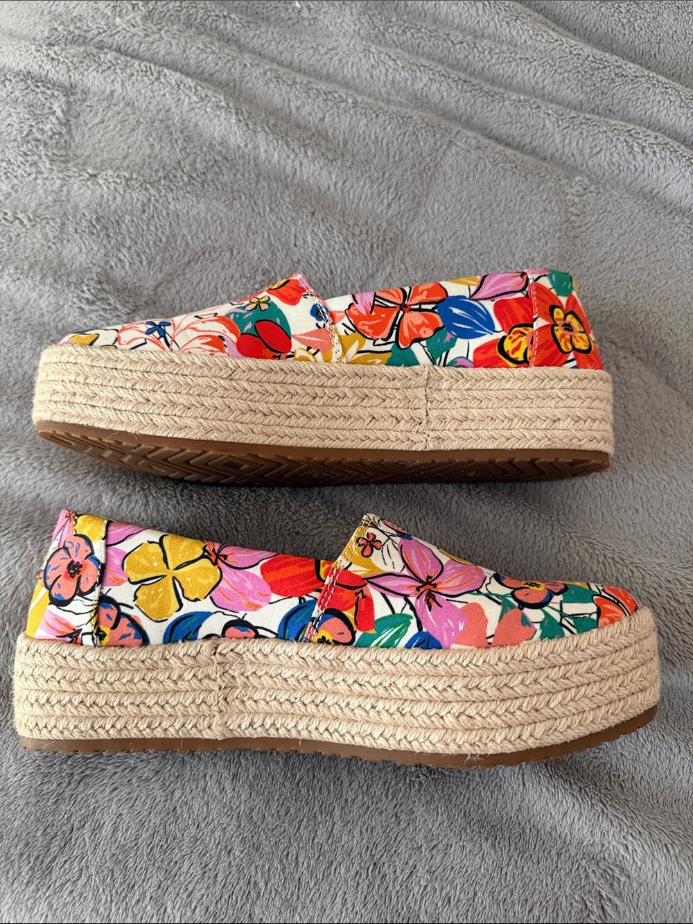 TOMS Floral Canvas Espadrilles in Pink, Yellow & Blue - Picture 5 of 7